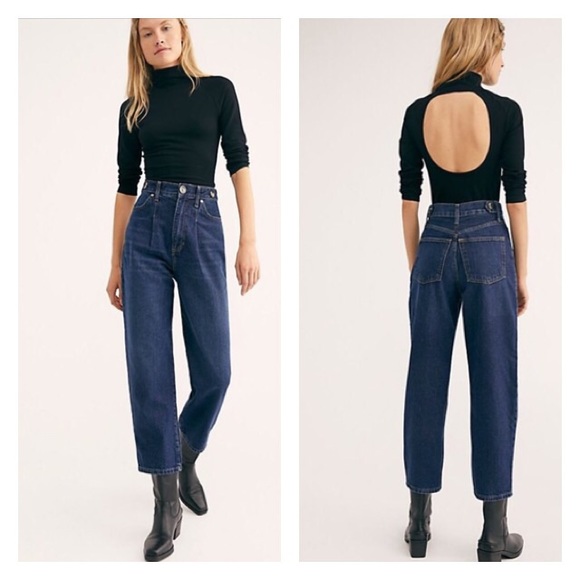 Free People Denim - Free People | High Waisted Pleated Straight Jeans